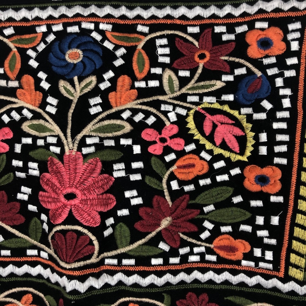 Black & Colorful Floral Embroidered Mini Skit - Picture 4 of 7